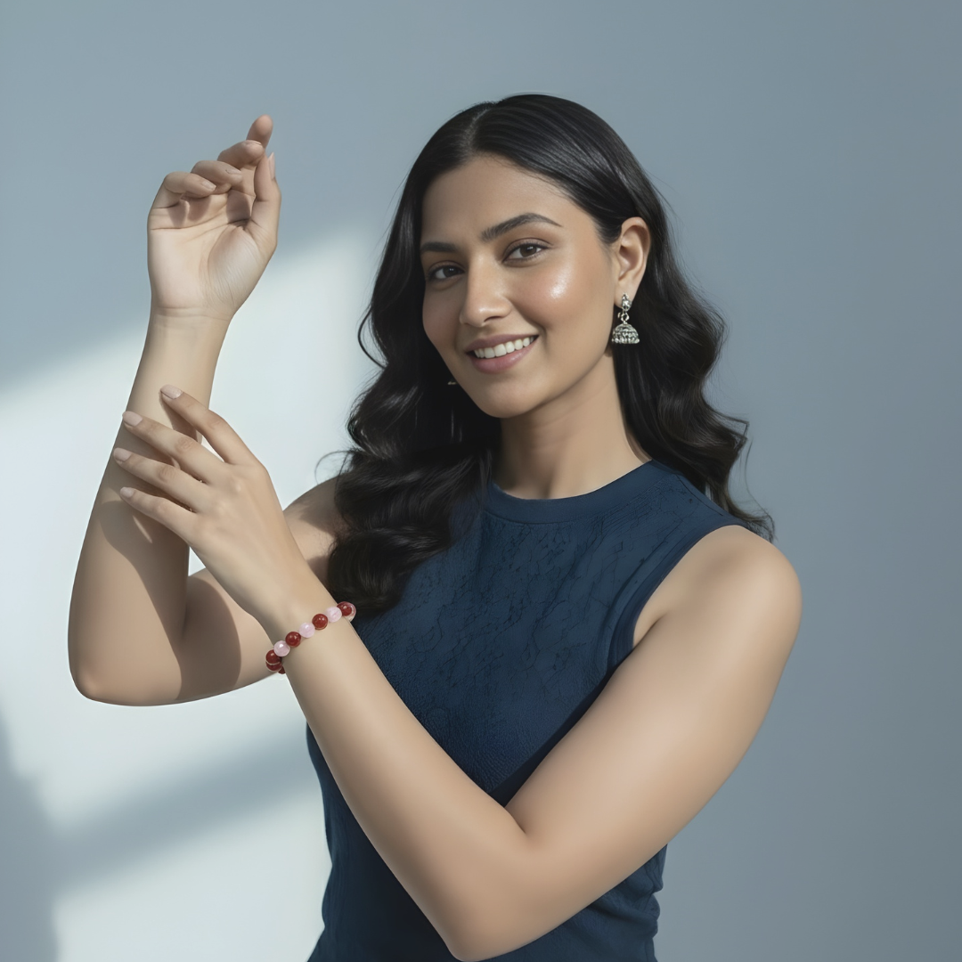 Carnelian and Rose Quartz Bracelet